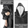 Толстовка плед Чорний з рукавами та капюшоном Huggle Hoodie оверсайз, тепле худі з великою кишенею для рук
