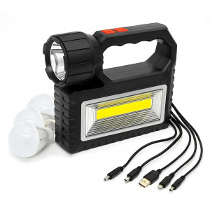 УЦІНКА! Сонячна зарядна станція OK-718S-A з LED+COB ліхтарем 10 Вт, PowerBank, сонячна панель (Плохе паковання, тріщина 3466)