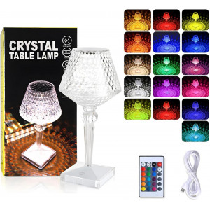 УЦІНКА! Настільна LED-лампа Crystal Table Lamp RGB із сенсорним керуванням, пультом керування, 16 кольорами підсвічування (
