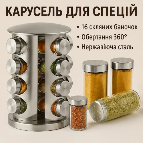 УЦІНКА! Набір для спецій Spice carousel, 16 ємностей (баночок) (пошкодження корпусу 3486)