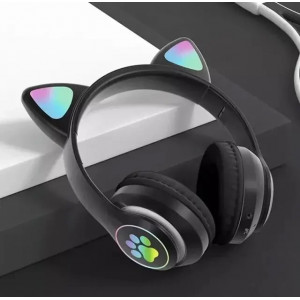 УЦІНКА! Бездротові дитячі Bluetooth навушники з вушками та підсвіткою Cat-23M Чорний (Плохе паковання 3197)