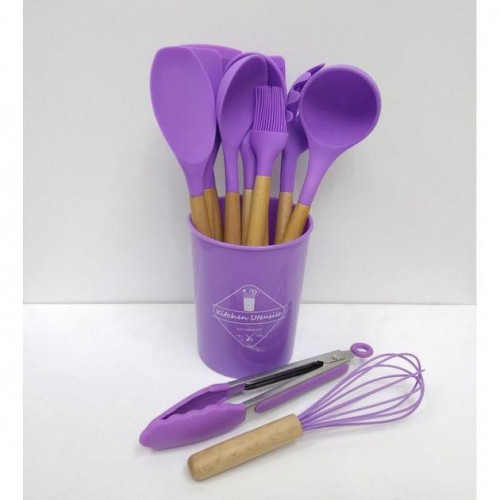Набір кухонного приладдя 12 предметів Kitchen Set, Кухонний набір у склянці RD-1204 Фіолетовий