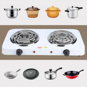 Електрична настільна плита дві конфорки Hot Plate HP-JX2020B спіральний тен, 2 кВт, 5 режимів Білий UKG
