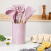 Набір кухонного приладдя силікон 12 предметів Kitchen Set, Кухонний набір у склянці RD-1204 Рожевий