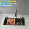 Кухонна мийка з неіржавкої сталі 75×46 см із висувним змішувачем і 3 режимами подавання води "Водоспад" RK
