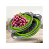 Дуршлаг силиконовый складной 2 шт в комплекте (большой + маленький) Collapsible filter baskets, зеленый