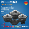 Набір кухонного посуду Bellmax BM-120 Чорний з литого алюмінію з гранітним покриттям, 9 предметів