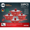 Набор кастрюль с антипригарным гранитным покрытием и сковородой Higher Kitche 10 предметов НК 324 Красный