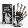 Набір ножів Rainberg RB-2323 для домашньої кухні, підставка та аксесуари, 9 предметів, сірий колір