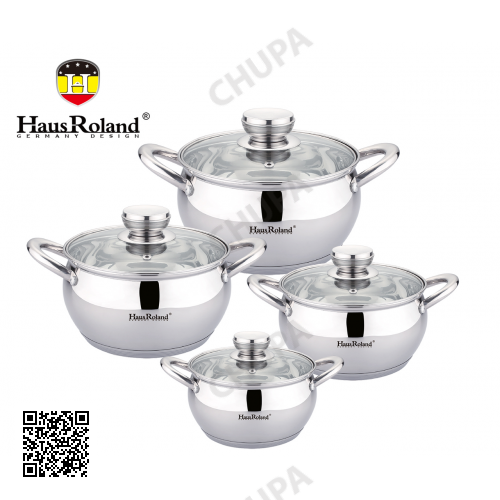 Набор кастрюль Haus Roland HR113-2, 4 шт из нержавеющей стали 1,9/2,6/3,6/6,1 л. Серебристый (HR113-2)