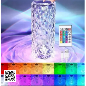 УЦІНКА! Настільна акумуляторна лампа з пультом 22 см нічник Троянда RGB Crystal Rose.(Плохе паковання 3274)