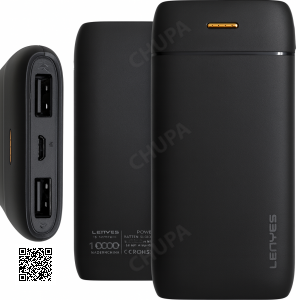 Повербанк LENYES PX167 10000 mAh з LED-індикатором і 2 USB, чорний