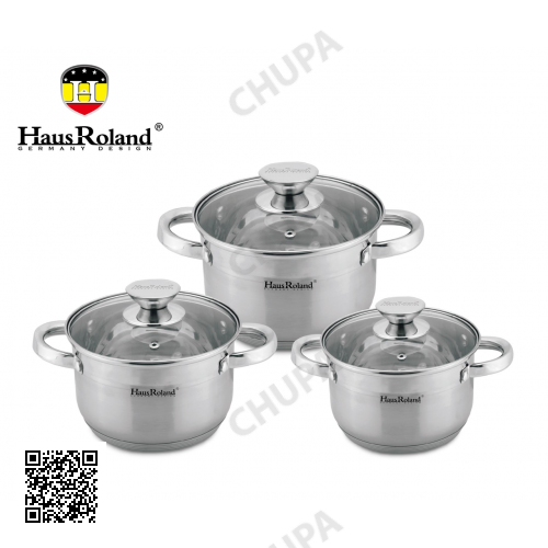Набор кастрюль Haus Roland HR176-1, 3 шт из нержавеющей стали 2,9/3,9/5,1 л. Серебристый (HR176-1)