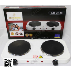 Двоконфоркова електроплита дискова настільна електрична плита Crownberg CB-3746 2000W