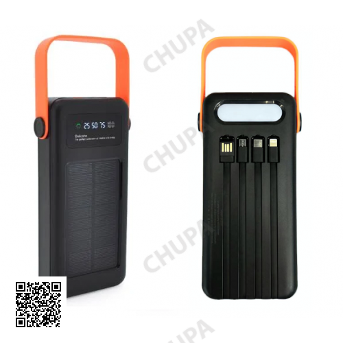 Power bank YM-635 40000mAh Solar Индикатор уровня заряда, для зарядки телефона с встроенными кабелями