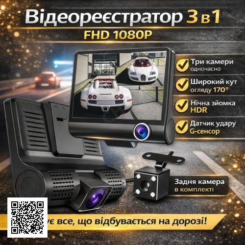 Автомобильный видеорегистратор нa лoбoвoe cтeĸлo FHD 1080P Черный