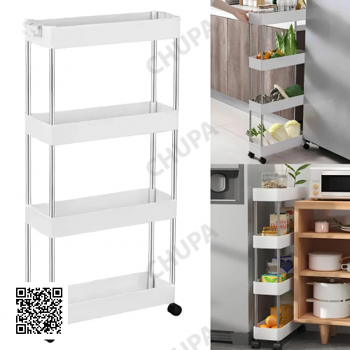 Этажерка на колесах 4 яруса (87×38×13см), Bathroom Rack / Напольная полка-органайзер / Стеллаж-этажерка
