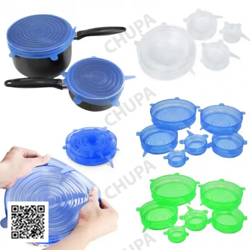 Набір багаторазових силіконових кришок для посуду 6 штук Super Stretch SILICONE Lids СЙЄ