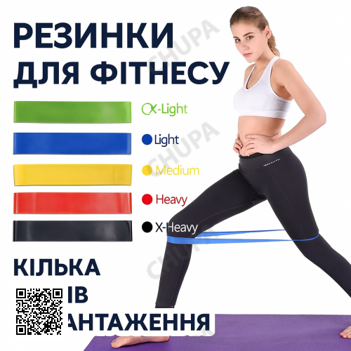УЦЕНКА! Набор фитнес-резинок, петли, силовые упражнения и растяжка (Не полный комплект 3388)