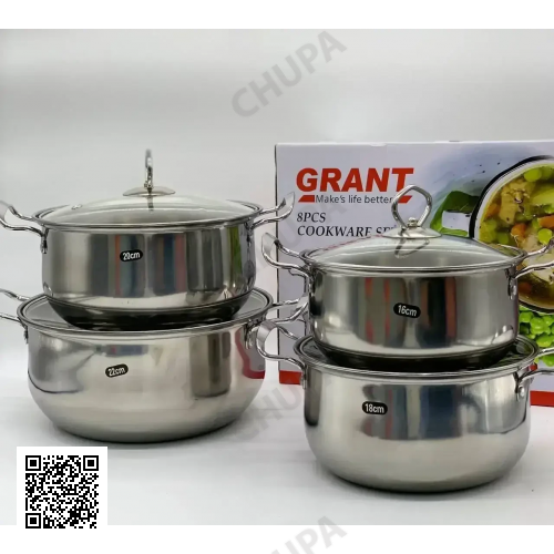 УЦЕНКА! Набор кастрюль из высокопрочной нержавеющей стали GRANT GR3558 (Плохая упаковка 3233)