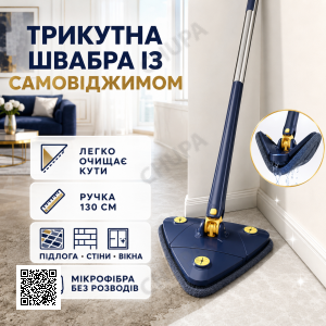 Телескопічна трикутна швабра Multi function Mop MA-89 ⁇ Універсальна швабра ⁇ Швабра стрічка