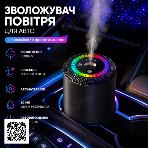 Умный автомобильный очиститель воздуха Starry Sky Summit / Аромадиффузор от USB 5 режимов