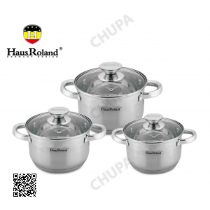 Набір каструль Haus Roland HR176-1, 3 шт. з неіржавкої сталі 2,9/3,9/5,1 л. Сріблястий (HR176-1)