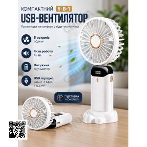 Акумуляторний портативний вентилятор з дисплеєм N15W