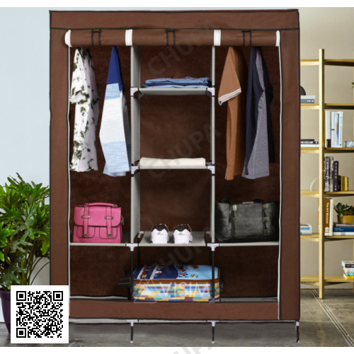 Складной каркасный тканевый шкаф Storage Wardrobe 88130, шкаф на три секции 130*45*175