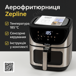 Профессиональная фритюрница Zepline ZP-217, 12 л, 4200 Вт, 2 ТЭНа, антипригарные корзины, сенсорное управление