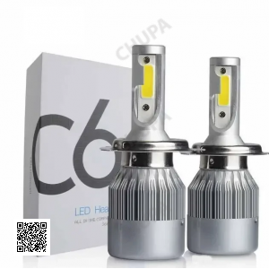 Комплект автомобильных светодиодных LED ламп с охлаждением С6 LED H4 LED лампы для авто 3800Лм