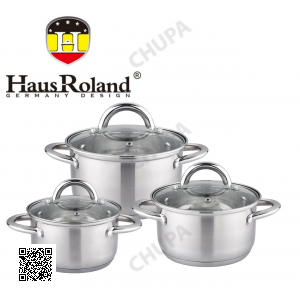 Набір каструль Haus Roland HR151-6, 3 шт. з неіржавкої сталі 2,7/3,6/4,7 л. Сріблястий (HR151-6)