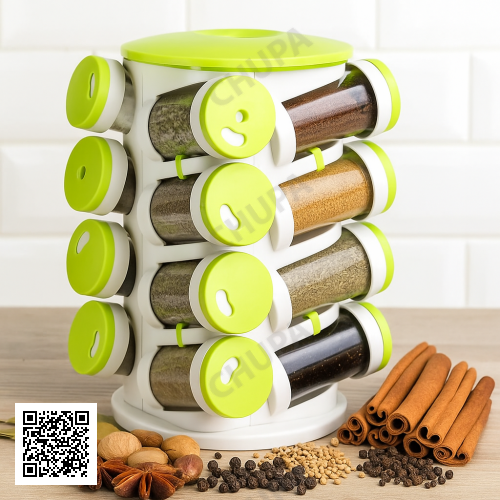 УЦЕНКА! Органайзер ПЛАСТИК для специй кухонный вращающийся Spice Rack 16 в 1 Стойка для специй карусель (Плохая упаковка 3202)