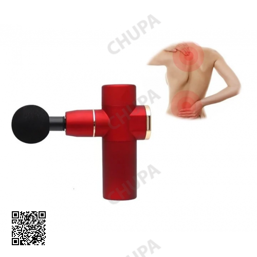 Портативний ручний масажер пістолет для тіла Fascial Gun Mini Red