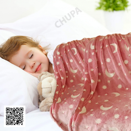 Халява BLANKET Рожевий колір 120х165 см плюшеве покривало зі зірками день/ніч