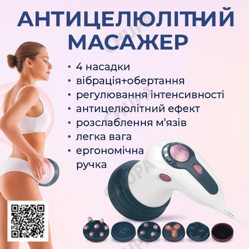 УЦЕНКА! Инфракрасный антицеллюлитный массажер RETTER Body I — 3 насадки, вибрация + ИК-прогрев ( Плоха упаковка 3360)