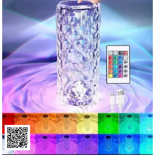 УЦІНКА! Настільна акумуляторна лампа з пультом 22 см нічник Троянда RGB Crystal Rose.(Плохе паковання 3274)
