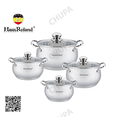 Набор кастрюль Haus Roland HR115-1, 4 шт из нержавеющей стали 2,1/2,9/3,9/6,3 л. Серебристый (HR115-1)