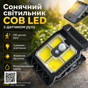 Ліхтар-прищіпка SSP-07/TS-21A-B/світильник на сонячній панелі, акумулятор, датчик руху/Водонепроникний світлодіодний