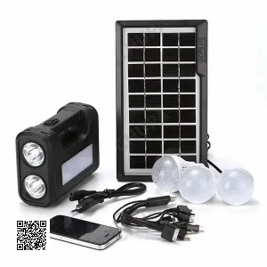 Солнечная станция с солнечной панелью и тремя лампочками GDLite YJ-8018 8017S с аккумулятором 4000 mAh