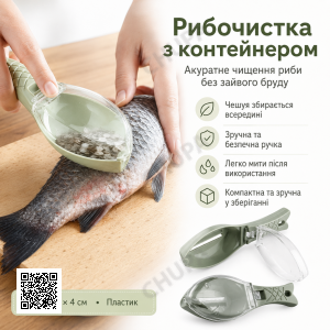 Рибочищення, прилад для чищення риби Fish Scale Scraper with Cover