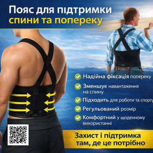 Ортопедичний пояс-ремінь для спини та попереку Belt XL-1619, що підтримує еластичний корсет із регулюванням, універсальний