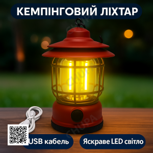 Кемпинговый аккумуляторный фонарь Camping Lamp 27S, 1200 мА·ч, до 300 лм, красный