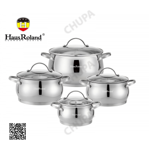 Набор кастрюль Haus Roland HR114-2, 4 шт из нержавеющей стали 1,9/2,7/3,6/6,1 л. Серебристый (HR114-2)