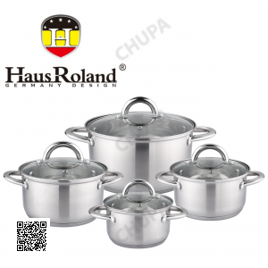 Набір каструль Haus Roland HR151-7, 4 шт. з неіржавкої сталі 1,9/2,7/3,6/4,7 л. Сріблястий (HR151-7)