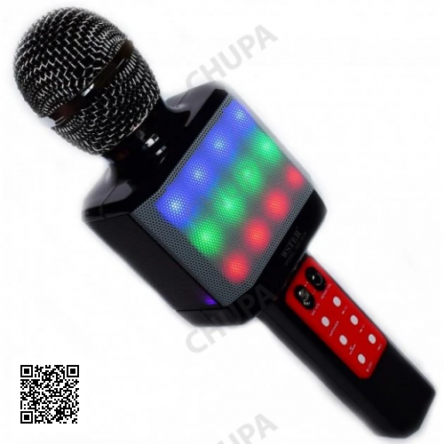 Караоке мікрофон WSTER WS-1828 з LED-підсвіткою (4 Голоси/USB/Bluetooth)
