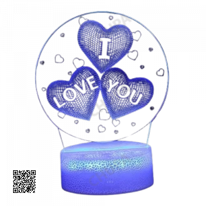 3D Нічник у формі серця з написом I Love You Приліжкова лампа LED 7 кольорів світіння