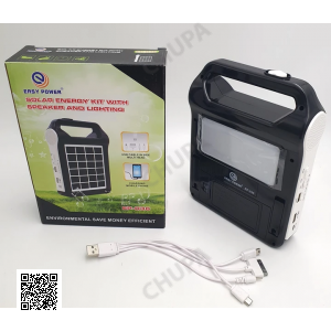 Радио-фонарь с солнечной панелью Bluetooth Power Bank станция 2400мА (съёмные 2*18650) EASY POWER EP-036