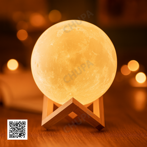 УЦЕНКА! Светильник-ночник 3D слой Луна Moon Lamp на деревянной подставке 15 см (Плохая упаковка 3301)