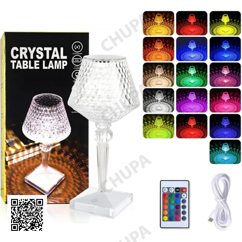 УЦЕНКА! Настольная LED лампа Crystal Table Lamp RGB с сенсорным управлением, пультом управления, 16 цветами (Плохая упаковка 3549)